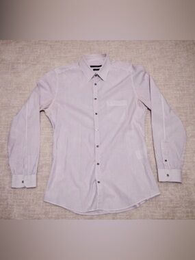 Gucci Mens Slim Fit Striped Dress Shirt Purple White Size 41 16 Made in Italy